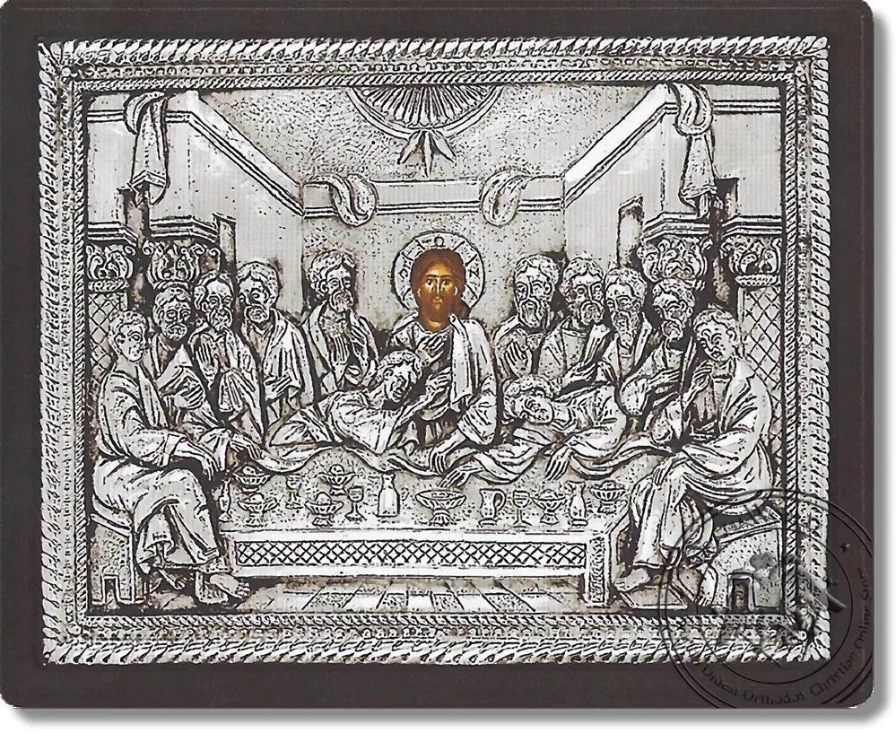 Тайная вечеря русский, серебряная икона
