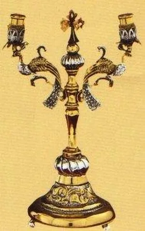 ხელით დამზადებული ორმაგი სასანთლე სადგამი