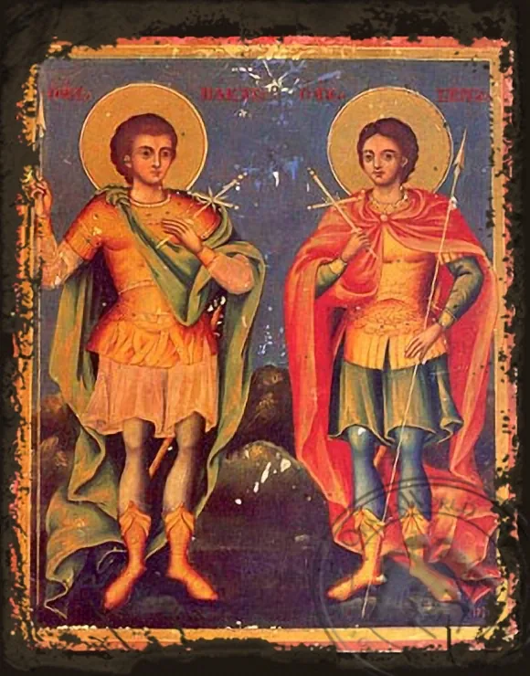 Святые мученики Сергий & Вакх, византийская икона под старину