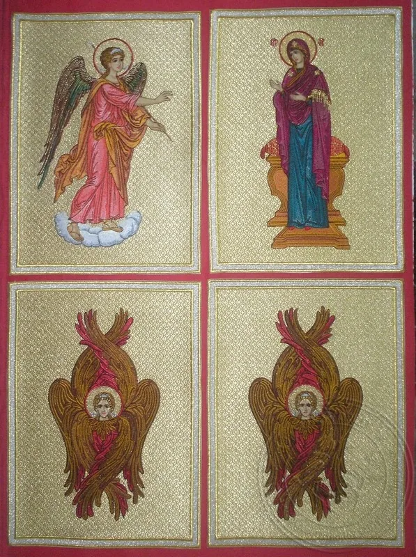 Annunciation with Exapteryga Embroidered Backgrounds - Hieratical Pads Mantle