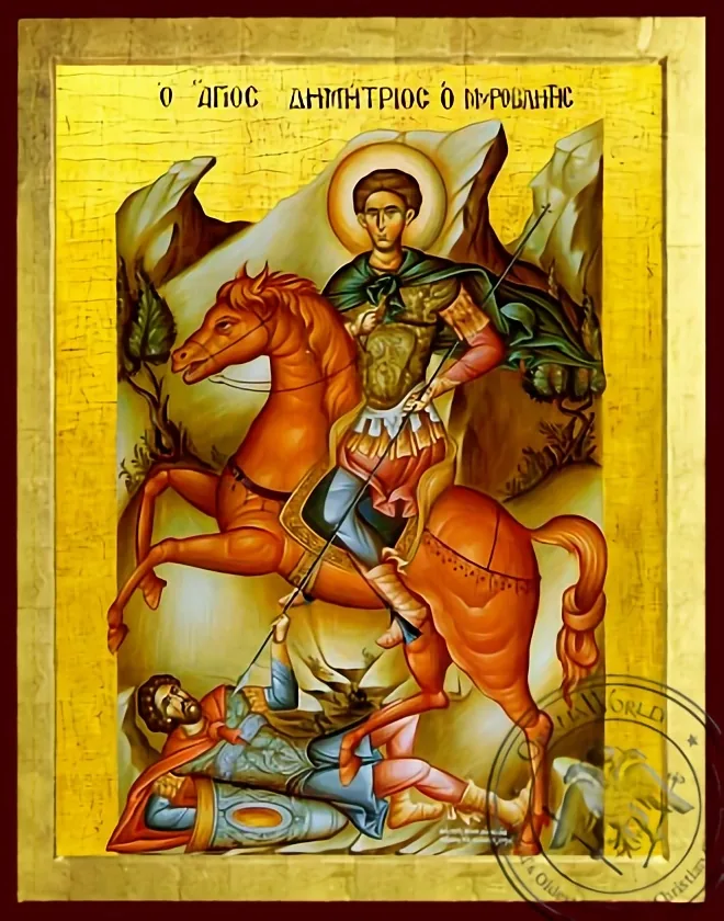 წმინდა დიმიტრი მირონმდინარე, ცხენზე, ბიზანტიური ხატი