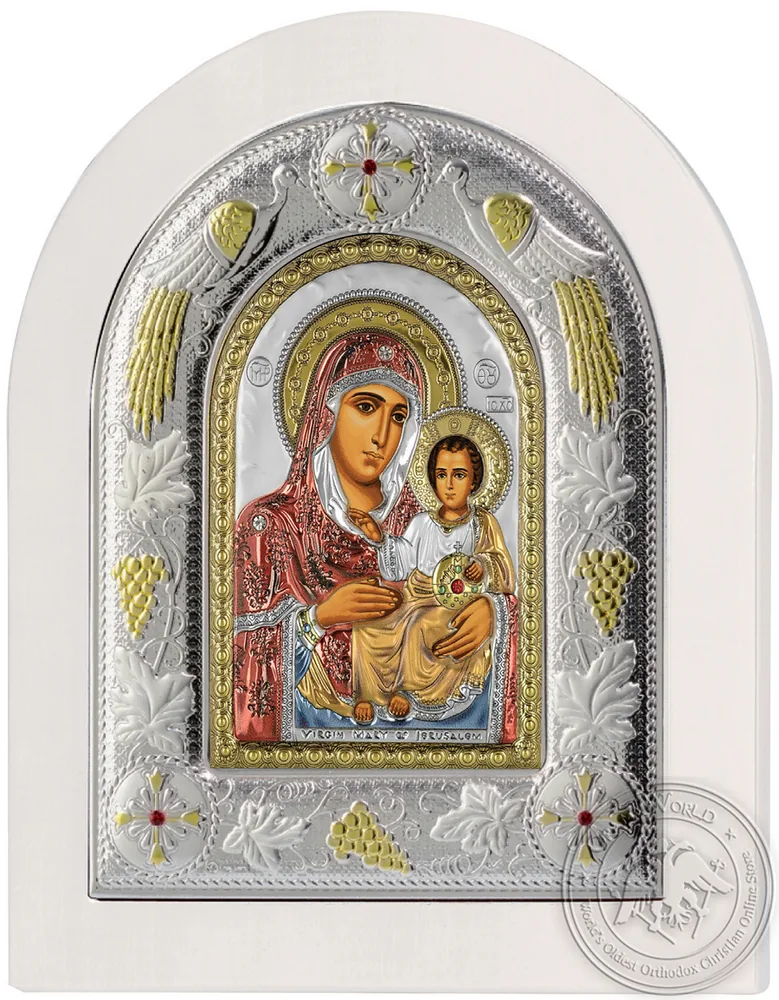 იერუსალიმის ღვთისმშობელი, ვერცხლისფერი ხატი თეთრ ხეზე