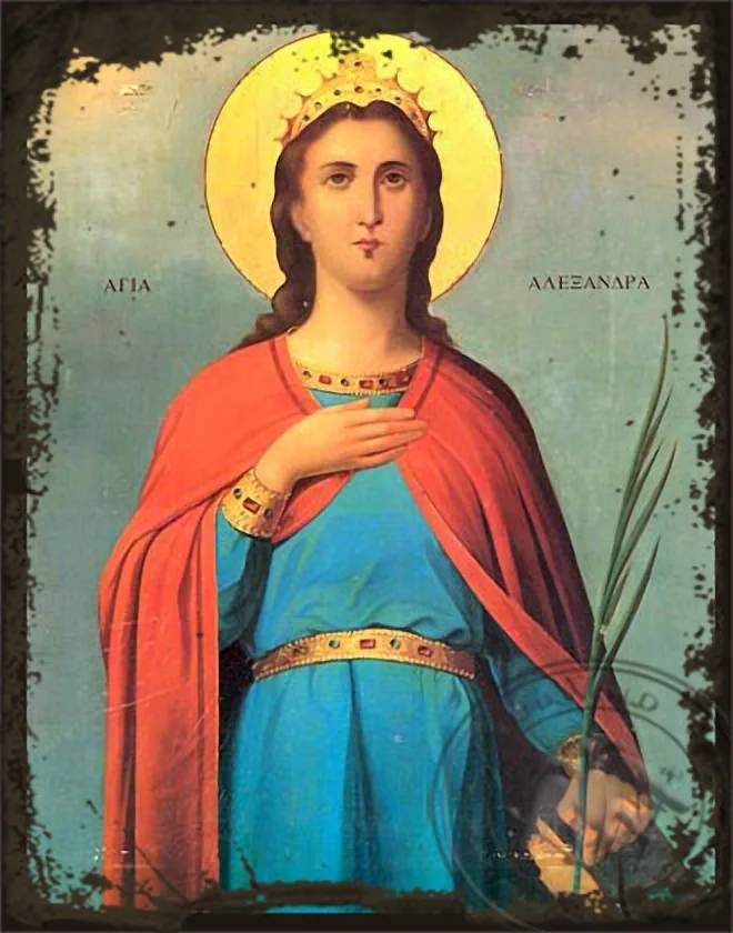 Saint Alexandra - Aged Byzantine Icon