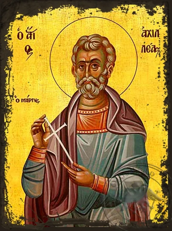 Saint Achilleas in Thrace, Martyr - Aged Byzantine Icon