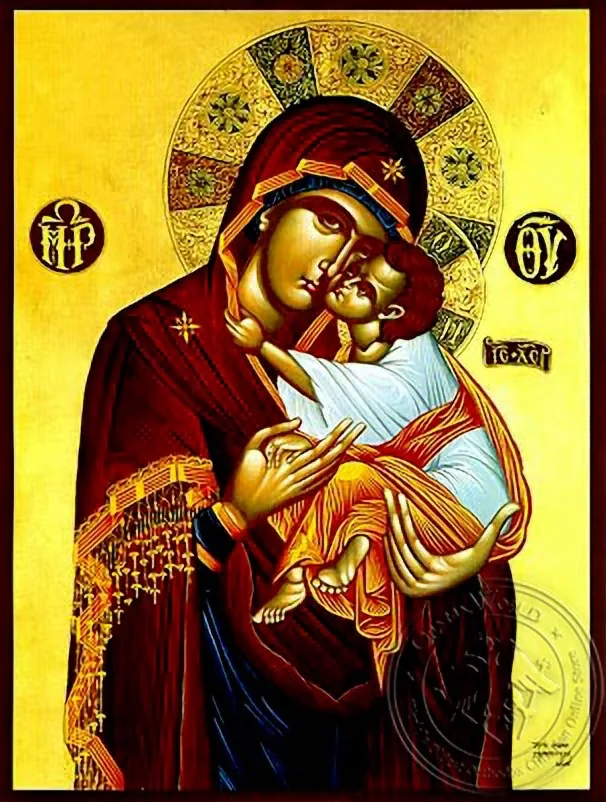 Virgin and Child, Sweet Kissing - Hand Painted Icon