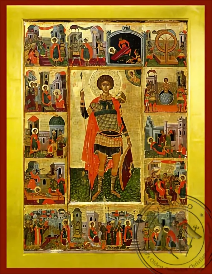 Saint George the Great Martyr, with Scenes from His Life, Full Body - Byzantine Icon