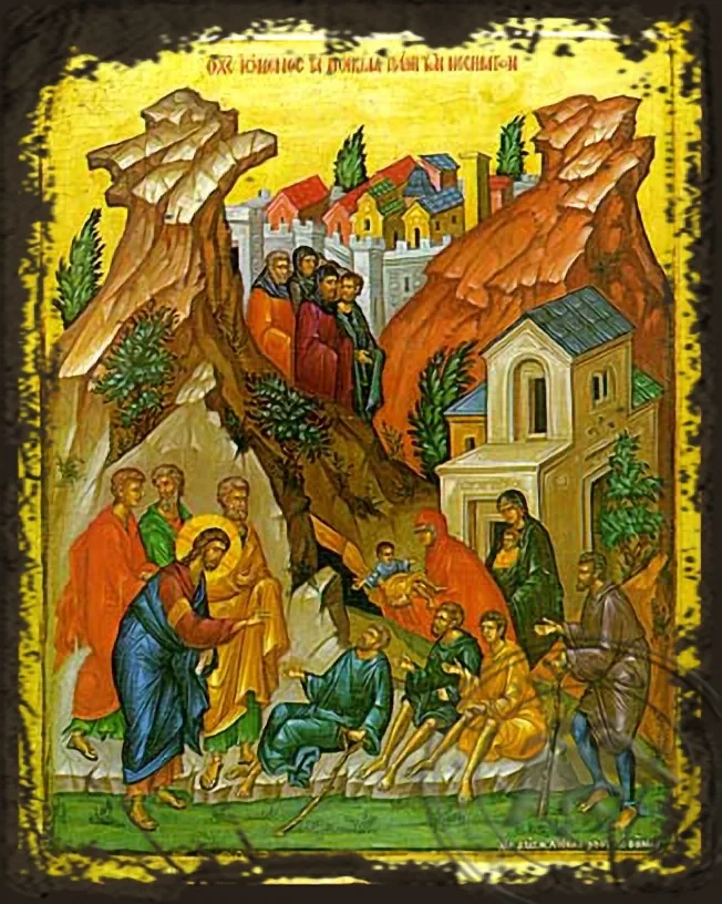 Christ Healing the Various Passions of Diseases - Aged Byzantine Icon
