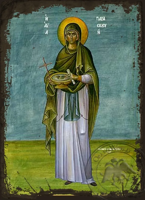 Saint Parasceve, the Great Martyr,of Rome, Full Body - Aged Byzantine Icon