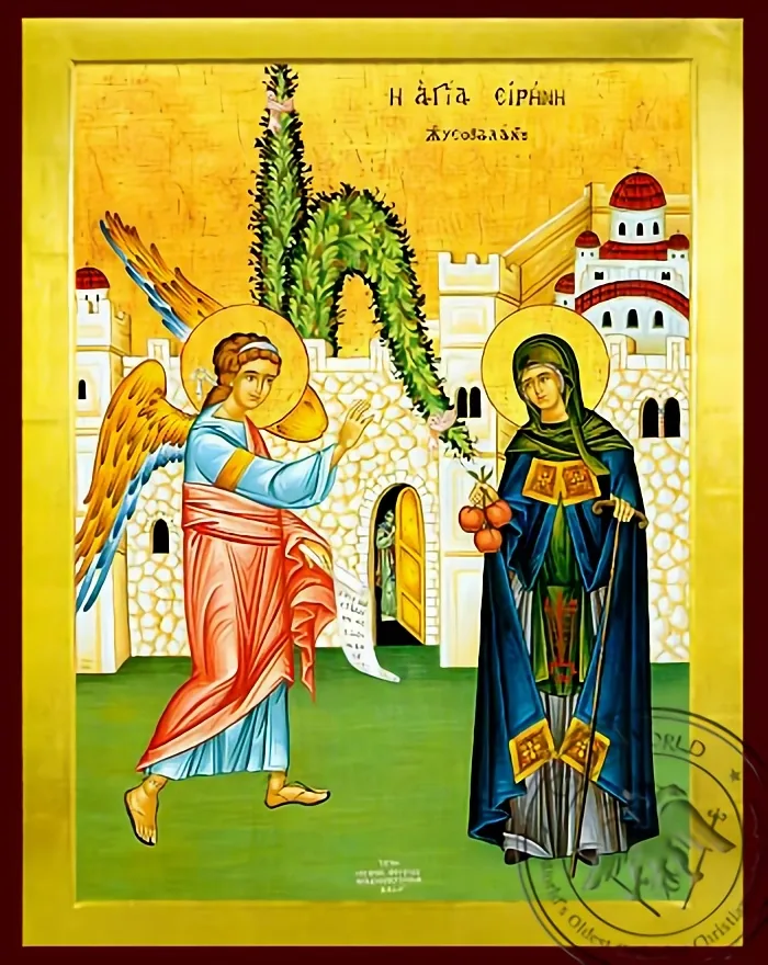 წმინდა ირინე ქრისოვალანტუ, სრული ტანით, ბიზანტიური ხატი