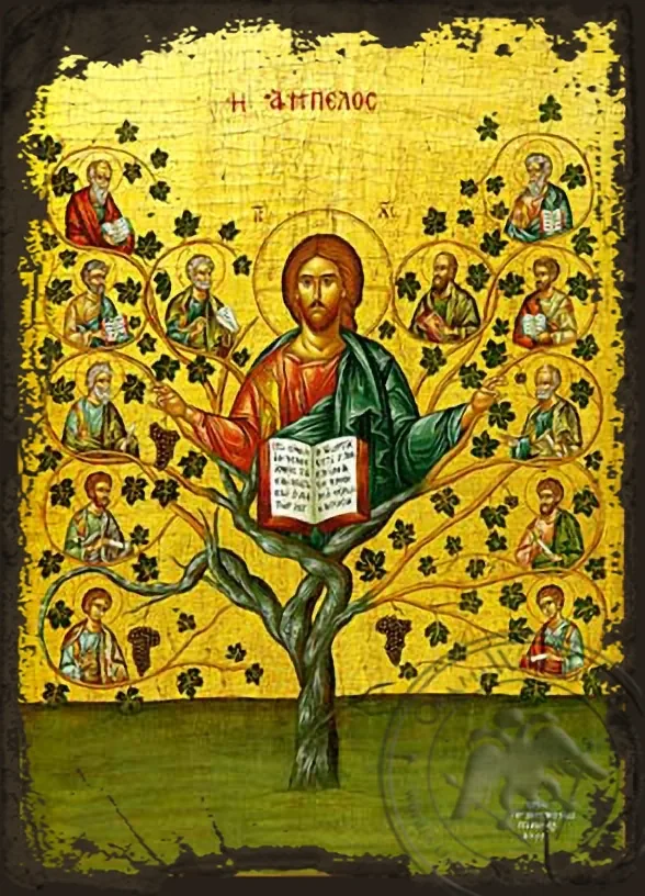 Jesus Christ the True Vine - Aged Byzantine Icon