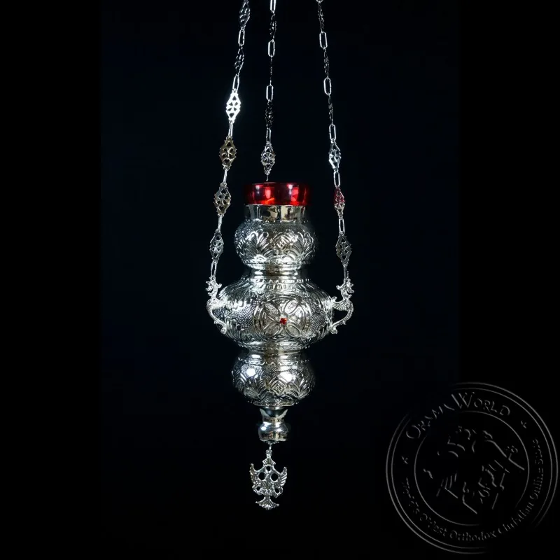 Vigil Lamp Silver Plated with Stone - 1002-09SS