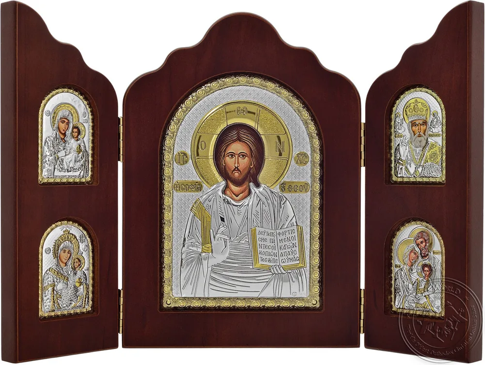 Триптих Иисус Христос, серебряная икона