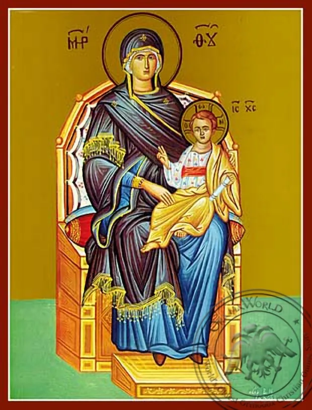 Virgin and Child, Enthroned - Hand Painted Icon