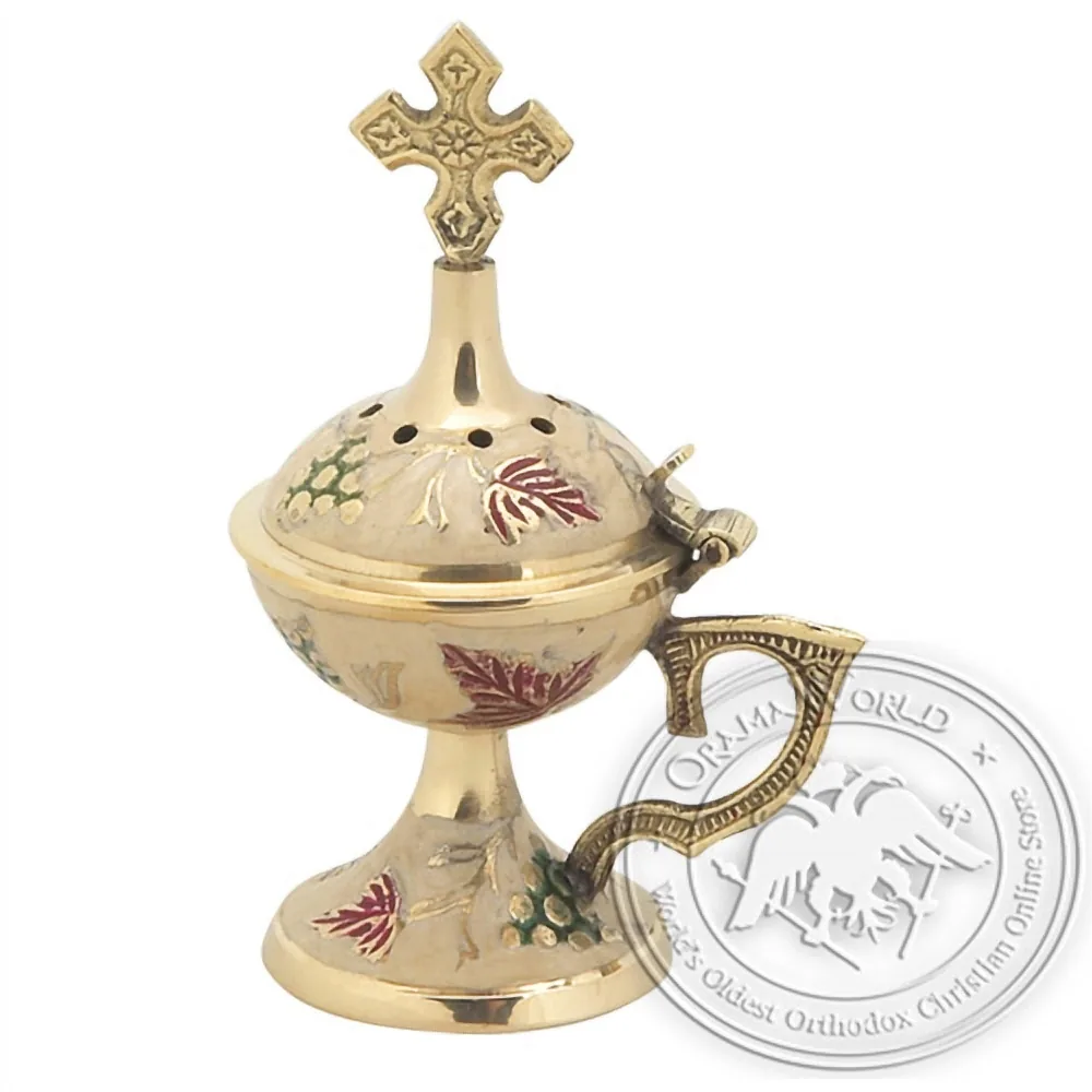 Byzantine Brass Home Censer with Enamel Coating - H66
