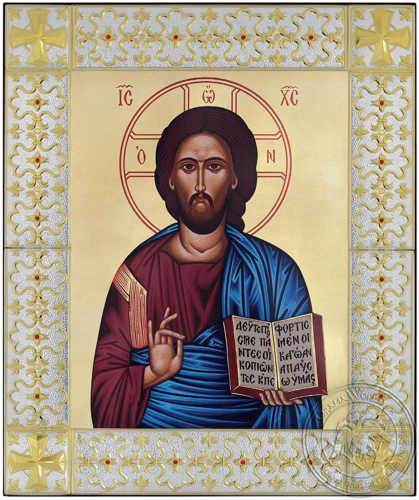 Христос, икона под серебро