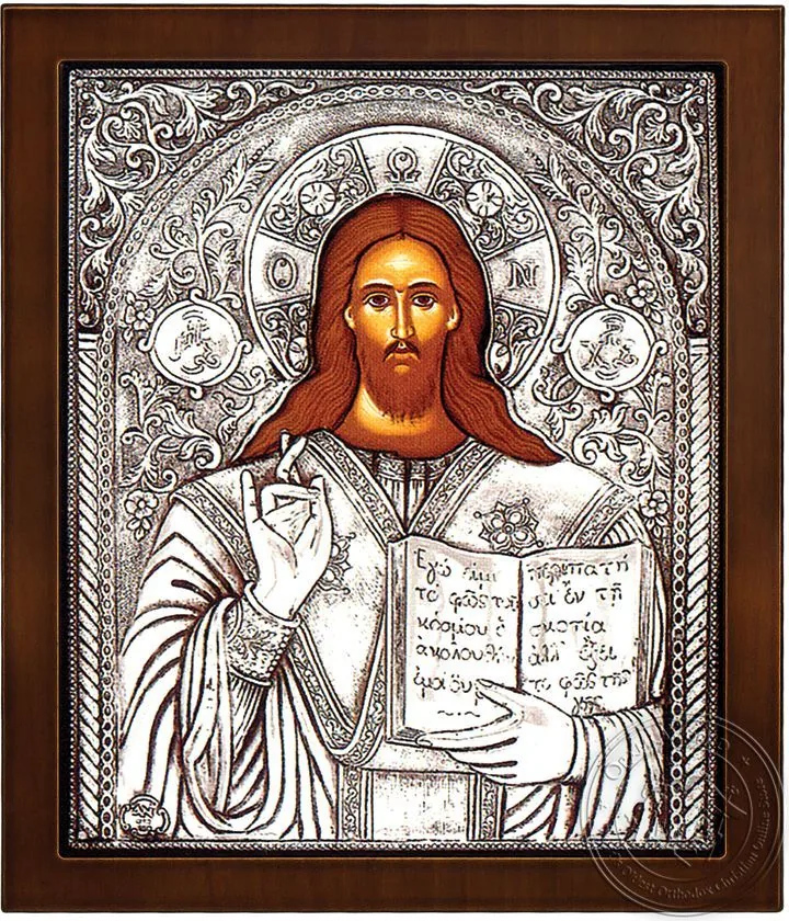 Спас Вседержитель, серебряная икона