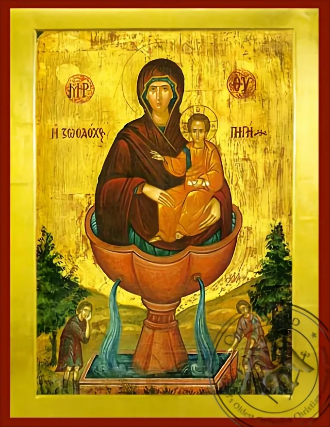 ღვთისმშობელი ყრმით, ცხოვრება, მომნიჭებელი წყარო, ბიზანტიური ხატი