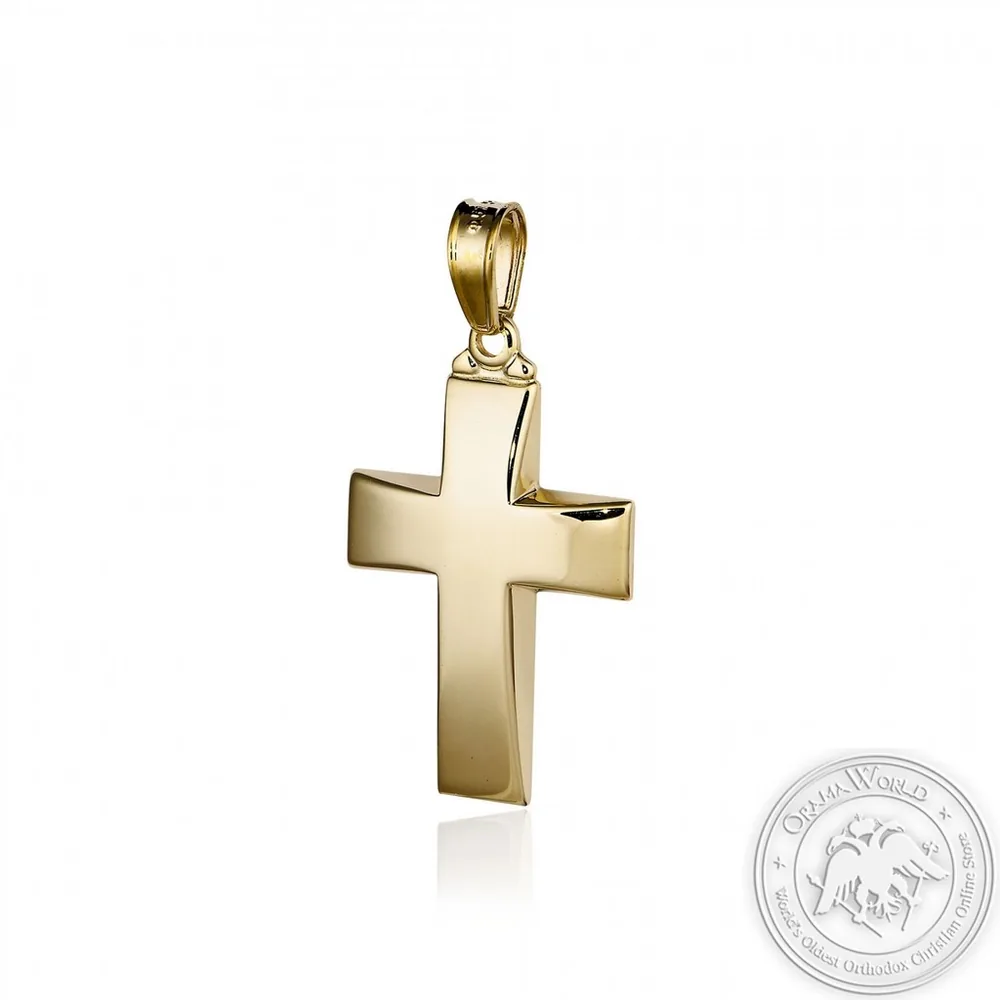 Christening Cross for Boys made of 14K Yellow Gold