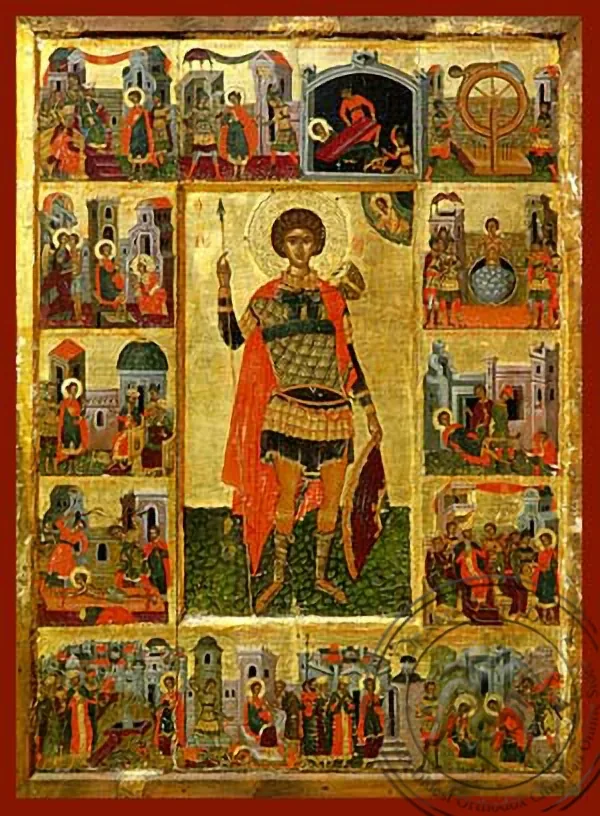 Saint George the Great Martyr, with Scenes from His Life, Full Body - Hand Painted Icon