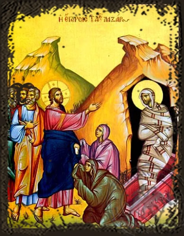 The Raising of Lazarus - Aged Byzantine Icon