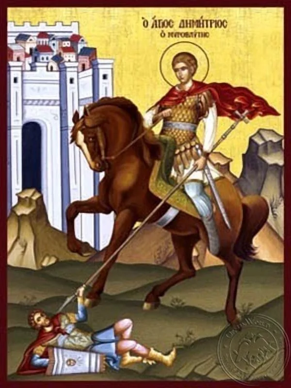 წმინდა დიმიტრი მირონმდინარე ცხენზე, ხელნაწერი ხატი