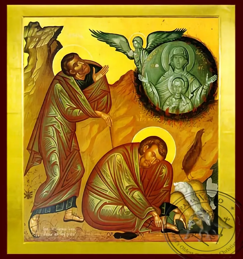 Неопалимая Купина и святой пророк Моисей, византийская икона