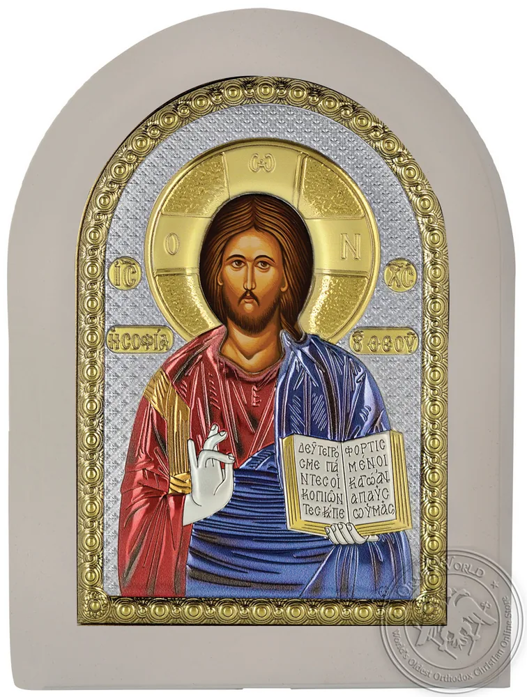ქრისტე, ვერცხლისფერი ხატი თეთრ ხეზე