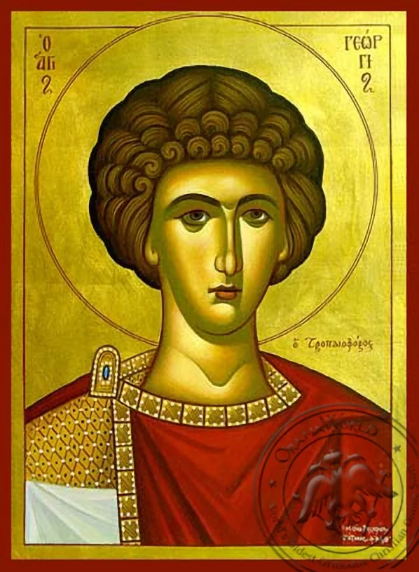 Святой великомученик Георгий, оплечная, рукописная икона