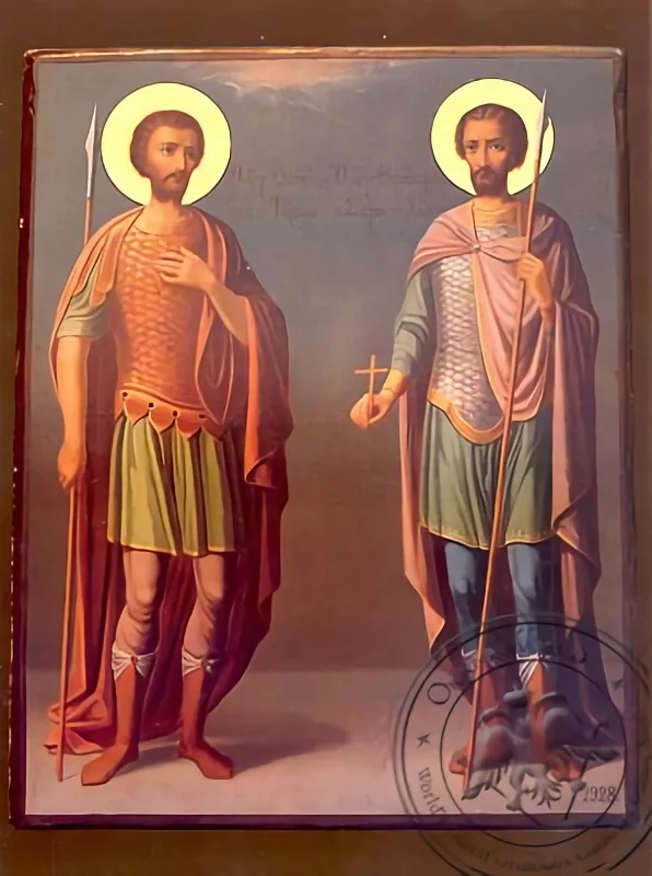 წმინდა თეოდორენი დიდმოწამენი, ტირონი და სტრატილატი, სრული ტანით, ნაზარეთის ხატი