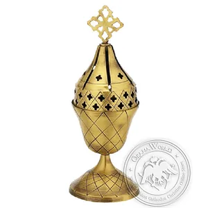 Byzantine Brass Cemetery Oil Lamp - H130