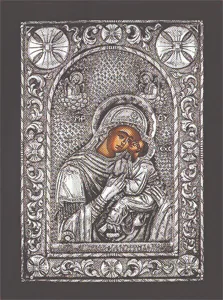 Panagia Glykofilousa Patmou - Silver Icon