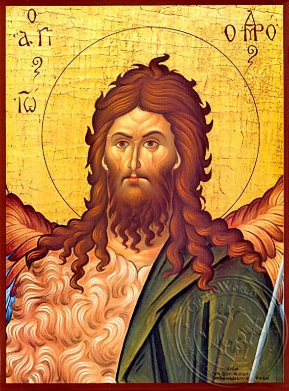 წმინდა იოანე წინამორბედი, მკერდამდე, ხელნაწერი ხატი