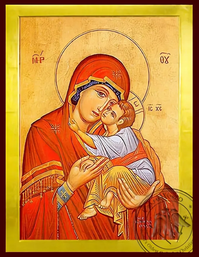 Богородица с Младенцем, Сладкое Лобзание, византийская икона