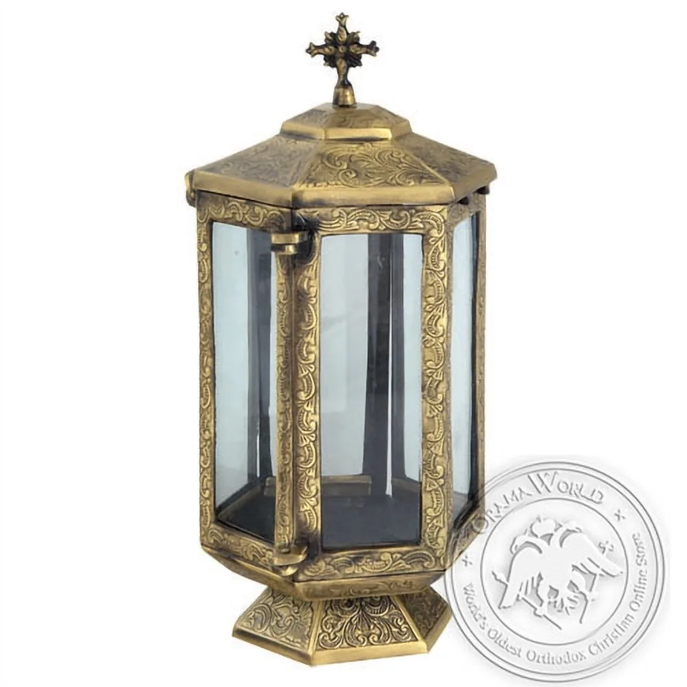 Byzantine Brass Cemetery Oil Lamp - H141
