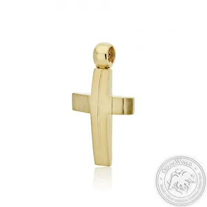 Christening Cross for Boys made of 14K Yellow Gold