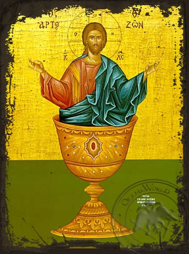 ცხოვრება მომნიჭებელი პური, ძველებურად გაფორმებული ბიზანტიური ხატი