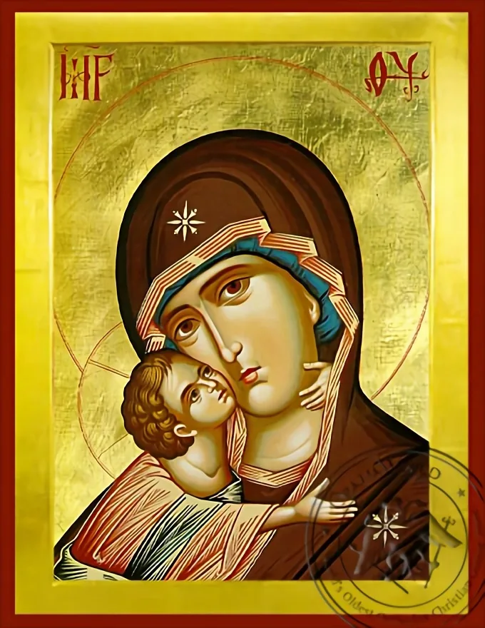 Virgin and Child, Sweet Kissing, Bust - Byzantine Icon