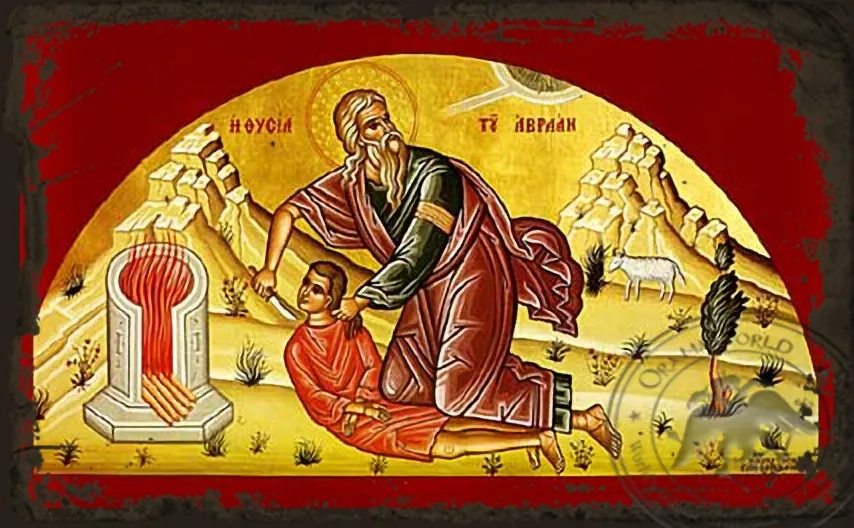 Жертвоприношение Авраама, византийская икона под старину