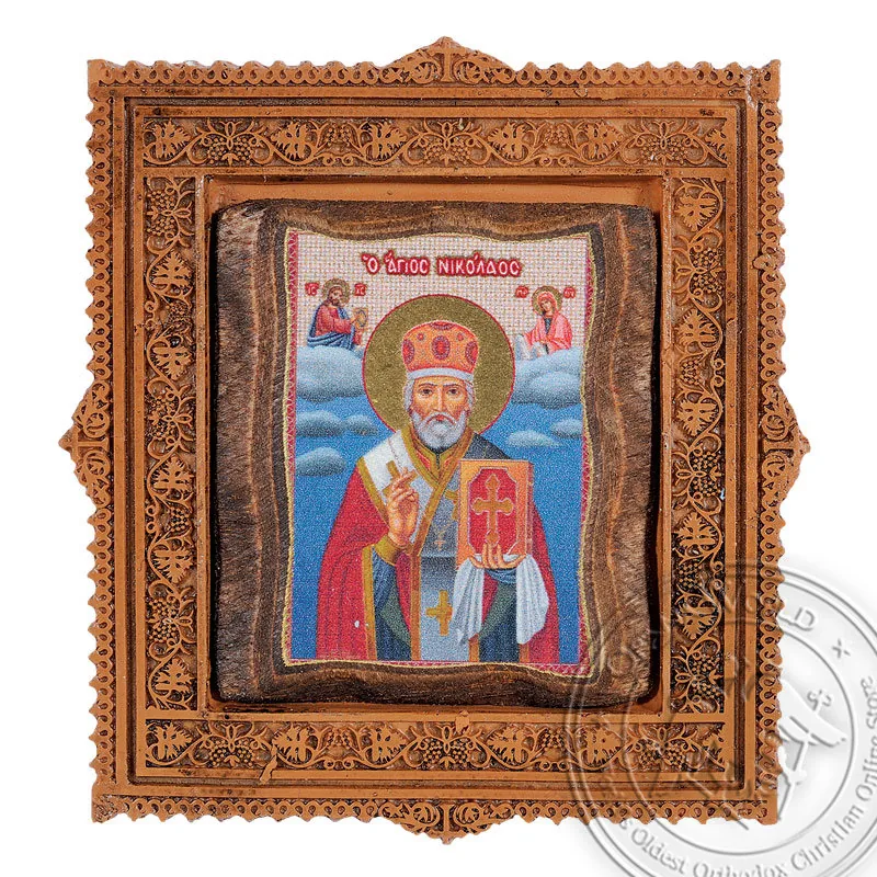 Christian Magnet - Carved Frame with Wooden Handmade Icon