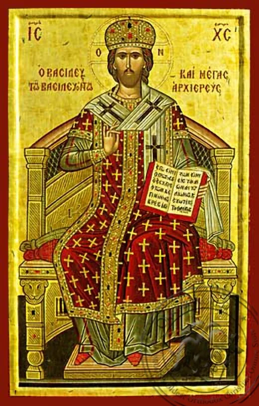 Christ Blessing, King of Kings and Great High Priest, Enthroned - Hand Painted Icon