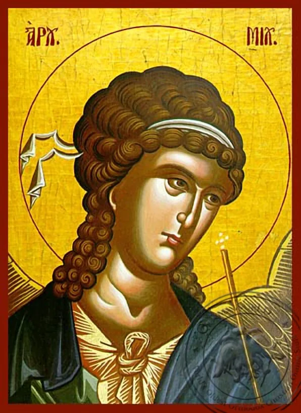 მთავარანგელოზი მიქაელი, მკერდამდე, ხელნაწერი ხატი