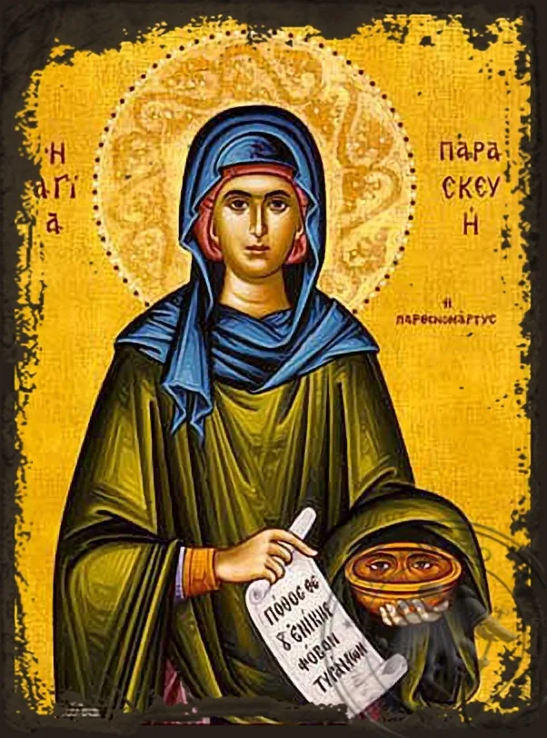 Saint Parasceve, the Great Martyr, of Rome - Aged Byzantine Icon