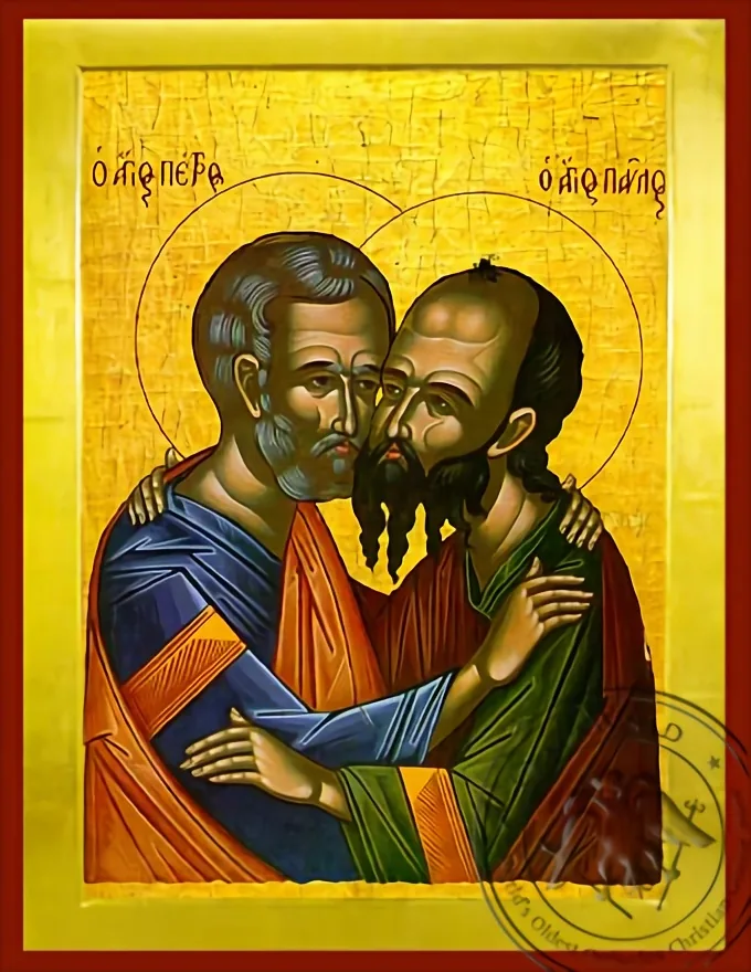 წმინდა მოციქულები პეტრე და პავლე, მოხვევნა, ბიზანტიური ხატი