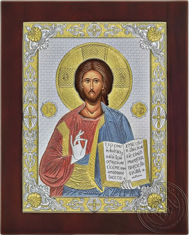 Христос, икона под серебро