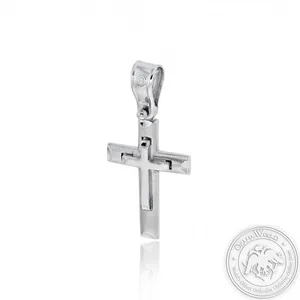 Christening Cross for Boys made of 14K White Gold