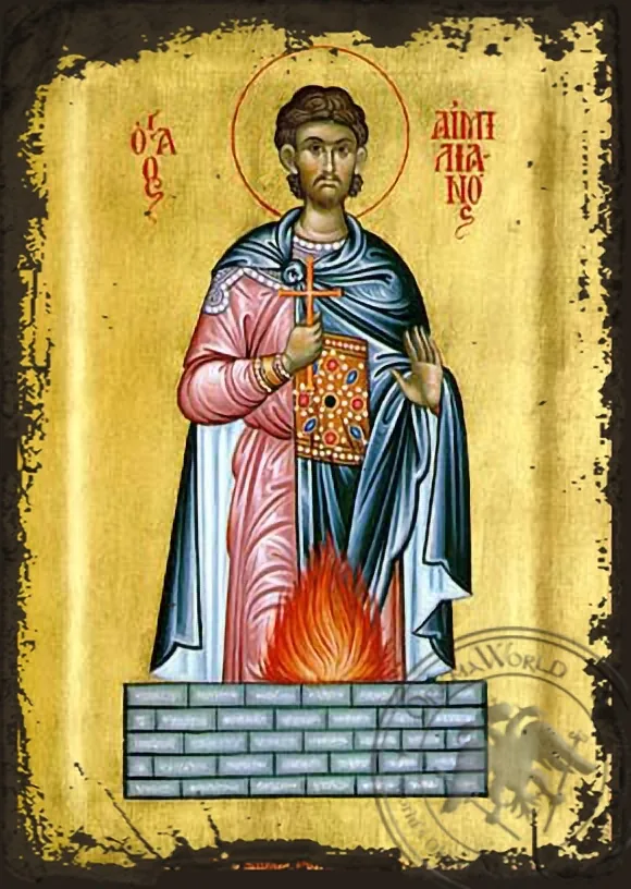 Saint Aemilian - Aged Byzantine Icon