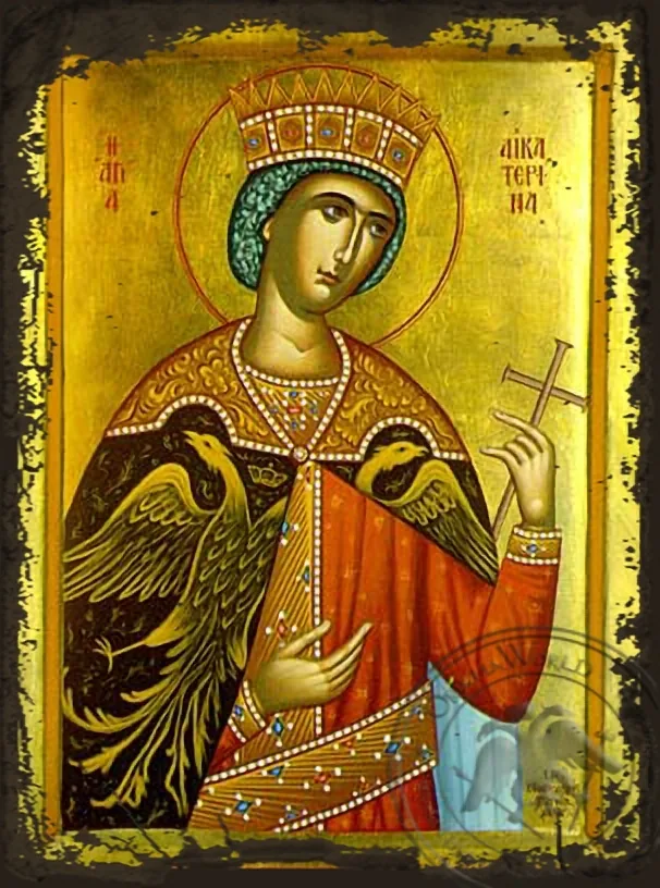 Saint Catherine - Aged Byzantine Icon