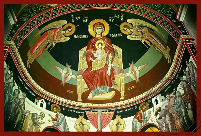 Panagia The Platytera Enthroned - Hand-Painted Icon