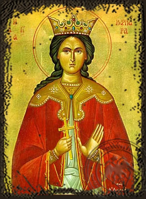 Святая Варвара, византийская икона под старину
