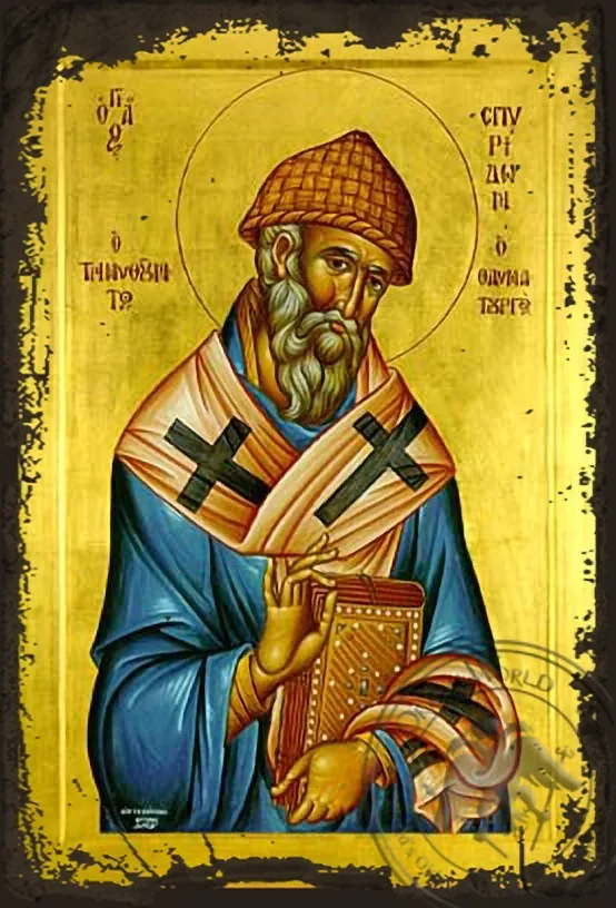 წმინდა სპირიდონი, ძველებურად გაფორმებული ბიზანტიური ხატი
